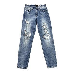 Judy Blue Size 25 Boyfriend Fit Paint Splatter High Rise Distressed Jeans